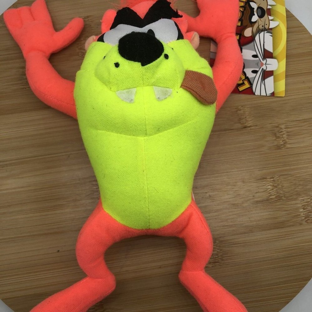 Looney Tunes 10”‎ TAZ Plush Neon Orange Tazmanian Devil Stuffed Animal